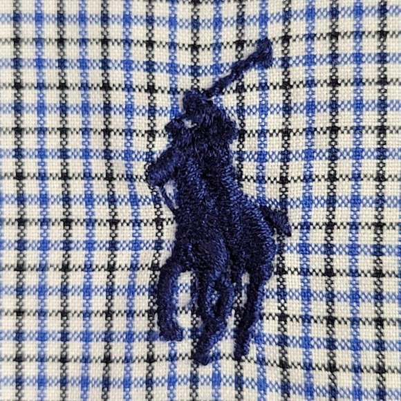 Polo Ralph Lauren Shirt Oxford Men's XL 17 Blue Plaid LS Button Down Cotton - Picture 5 of 9